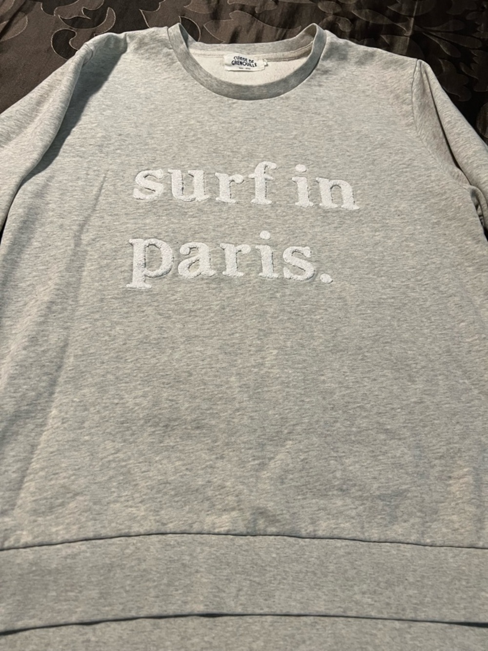 CUISSE DE GRENOUILLE Surf in Paris Light Heather Gray Crewneck Sweatshirt XL